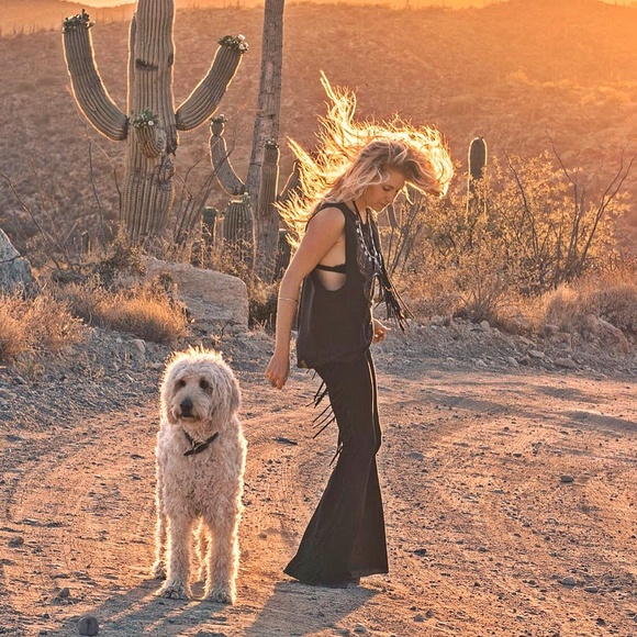 LONG LENGTH Hip Hugger Fringe Bell Bottoms in BLACK SOLID - Sizes XS S M L XL - Picture 5 of 13